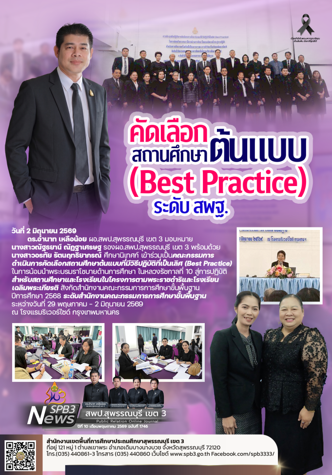 คััดเลือกสถานศึกษาต้นแบบที่มีวิธีปฏิบัติที่เป็นเลิศ (Best Practice) ระดับ สพฐ.
